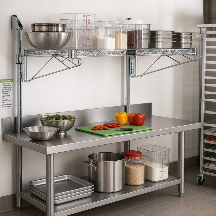Product image #2 for Quantum Cantilever Wall-Mount Wire Shelving Unit, Single 72 x 21 Inch Shelf, Chrome Plated