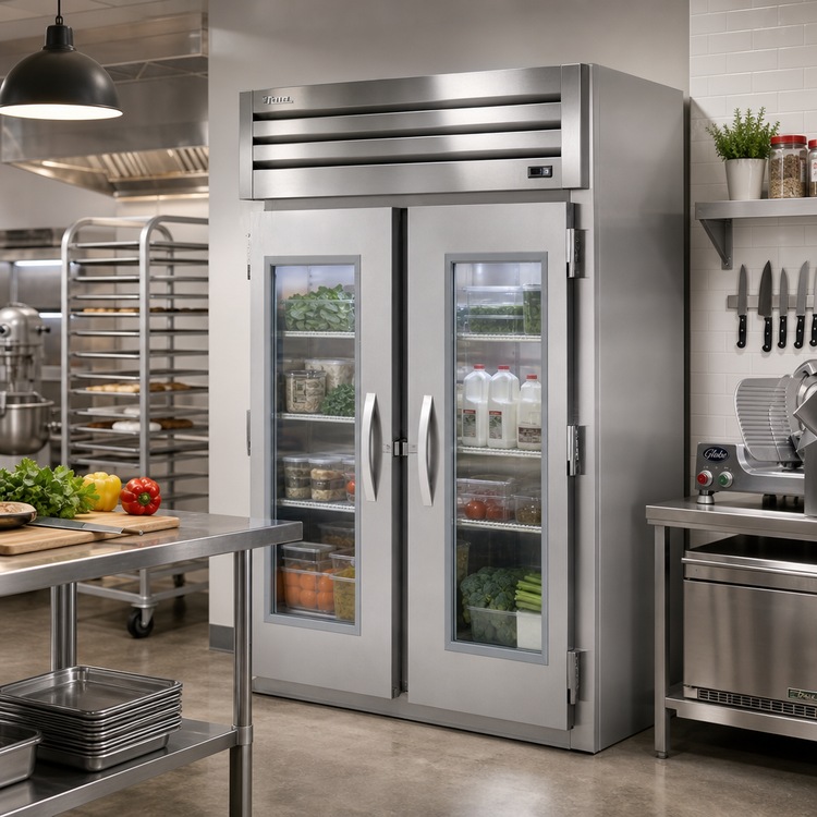 Product image #2 for True Spec Series 2-Section Roll-In Glass Swing Door Refrigerator, Self-Contained R290