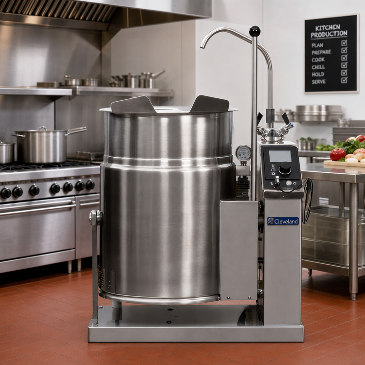 Product image #2 for Cleveland Range 20-Gallon Electric Self-Contained Tilting Steam Kettle, 2/3 Jacket, 316 Stainless Steel Liner