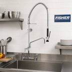 Thumbnail image #2 for Fisher 34450 Spring-Style Pre-Rinse Unit with Add-On Faucet, 10-Inch Swing Spout, 8-Inch Backsplash Mount, 36-Inch Hose