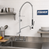 Thumbnail image #2 for Fisher 8-Inch Center Backsplash-Mount Spring Style Pre-Rinse Unit with Add-On Faucet and 10-Inch Swing Spout