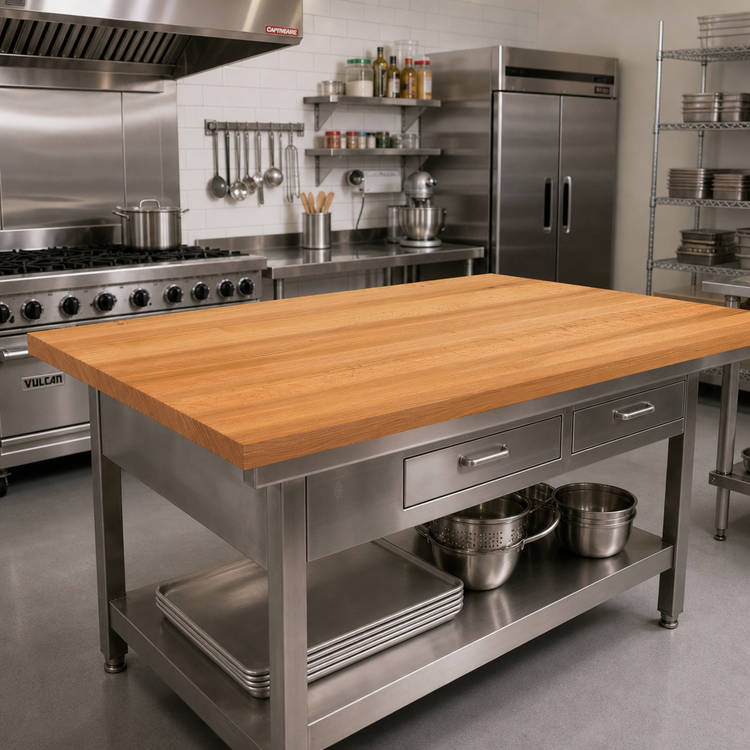 Product image #2 for John Boos Appalachian Red Oak Island Countertop, 60 x 42 x 1-1/2 Inch, Penetrating Oil Finish