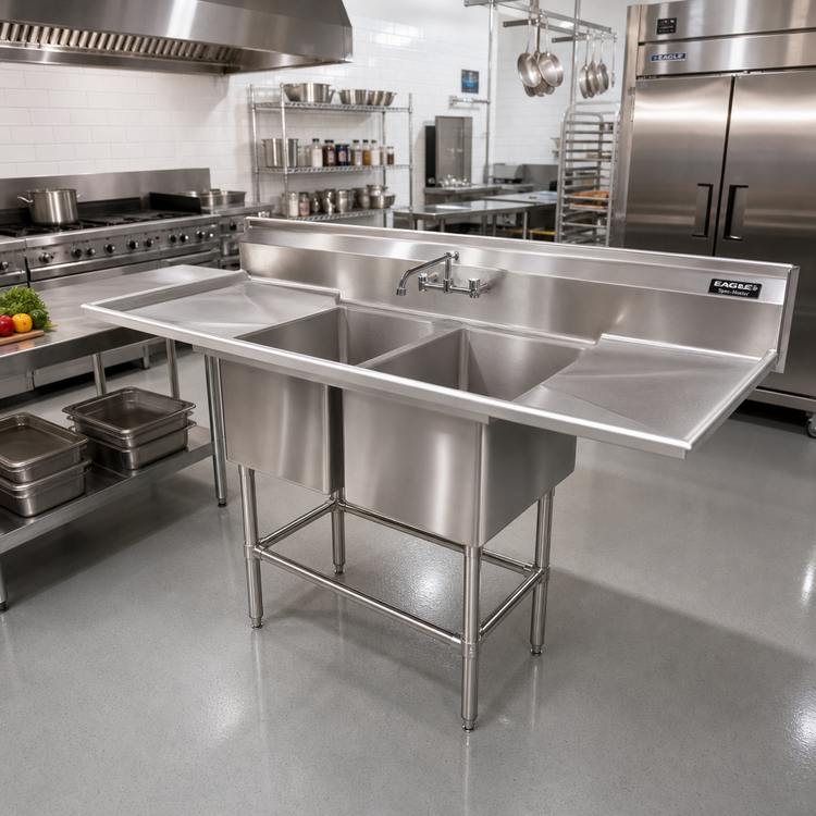 Product image #2 for Eagle Spec-Master Two-Compartment Coved Corner Sink with 36-Inch Right Drainboard