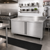 Thumbnail image #2 for John Boos 72-Inch x 30-Inch Enclosed Stainless Steel Work Table with Hinged Cabinet Doors and 5-Inch Backsplash