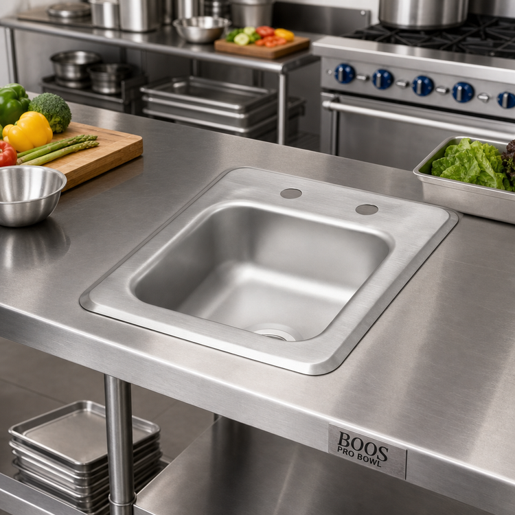 Product image #2 for John Boos Pro-Bowl 1-Compartment Drop-In Stainless Steel Sink with 9" x 9" Bowl