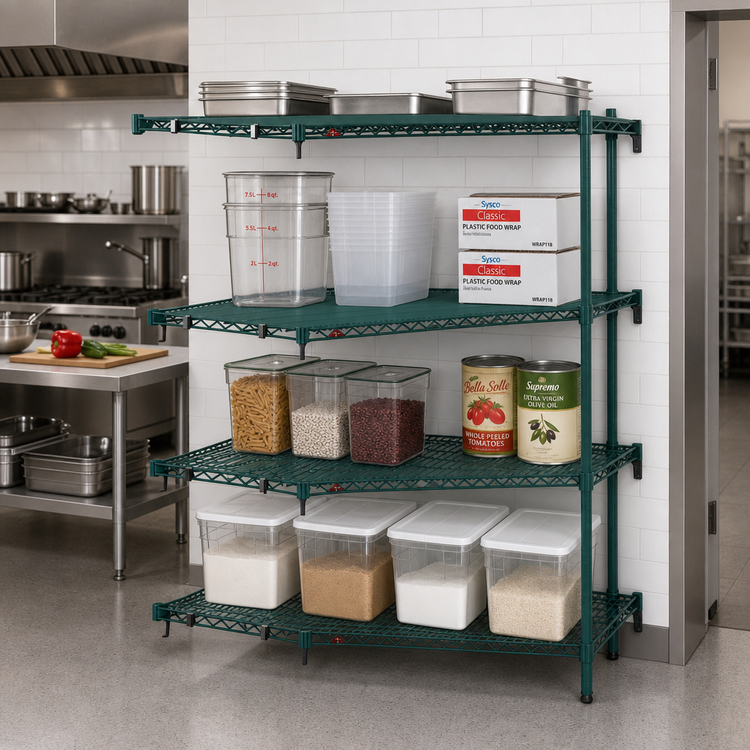 Product image #3 for Metro Super Erecta Super Adjustable Add-On Wire Shelving Unit, 72W x 24D x 63H, 4 Shelves, Metroseal 3 Green Epoxy-Coated