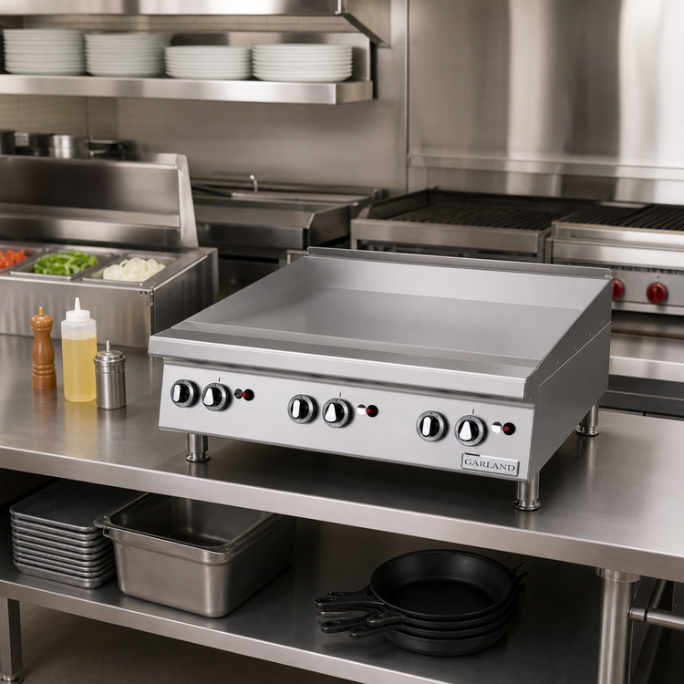 Product image #2 for Garland GTGG36-GT36M 36-Inch Heavy-Duty Countertop Gas Griddle with Thermostatic Controls, Smooth Steel Plate, and 84,000 BTU