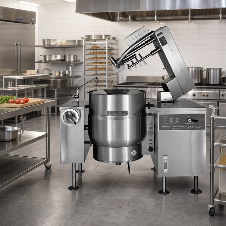 Product image #2 for Crown ELTM-100 100 Gallon Electric 2/3 Steam Jacketed Tilting Mixer Kettle
