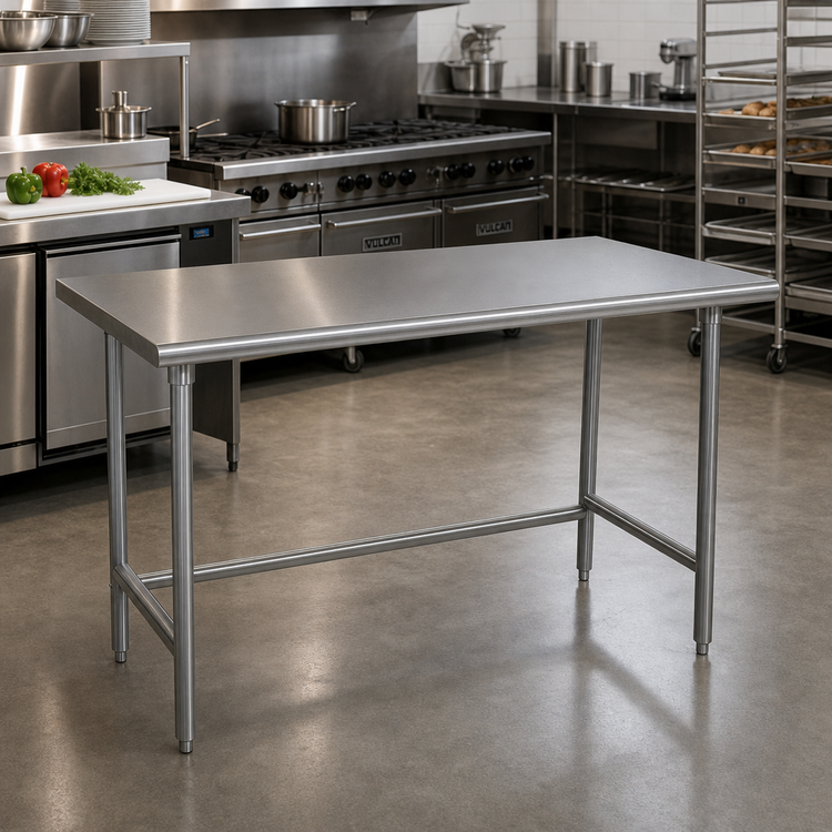 Product image #2 for Advance Tabco 72-Inch x 30-Inch Open Base Work Table with 16 Gauge 304 Stainless Steel Top
