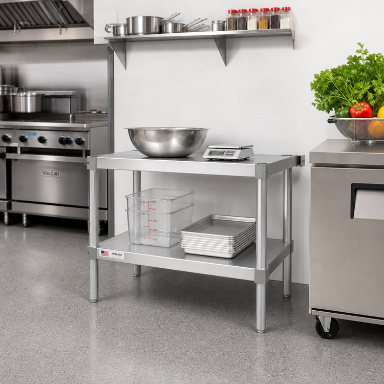 Product image #2 for New Age Aluminum Equipment Stand with 2 Adjustable Solid Shelves, 30 In. W x 15 In. D x 30 In. H