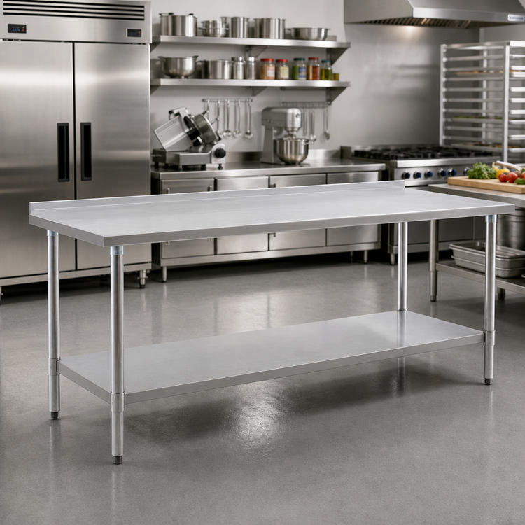 Product image #2 for Eagle Deluxe Series Stainless Steel Work Table with Rear Upturn and Adjustable Undershelf, 144 x 36 Inches