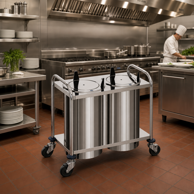 Product image #2 for Atlas Metal MOPD3H-12 3-Stack Mobile Heated Plate Dispenser for 12" Dishes