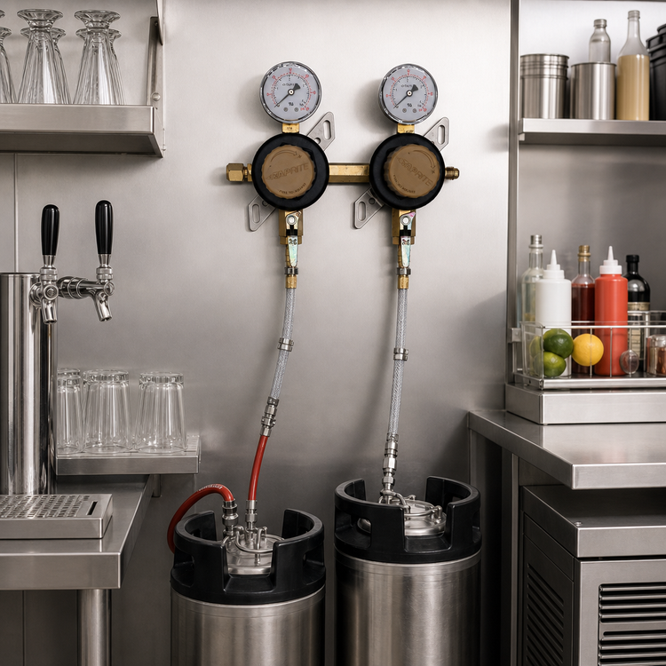 Product image #2 for Glastender Low-Pressure Wall-Mount CO2 or Nitrogen Regulator Kit for 2 Products