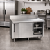 Thumbnail image #2 for La Rosa Refrigeration 60 Inch W x 32 Inch D Stainless Steel Utility Stand Cabinet Base with Sliding Doors and Intermediate Shelf