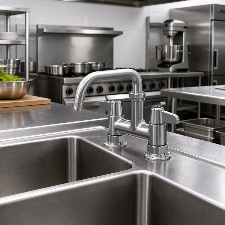 Product image #2 for equip 4-Inch Center Deck Mount Mixing Faucet with 6-Inch Swivel Gooseneck