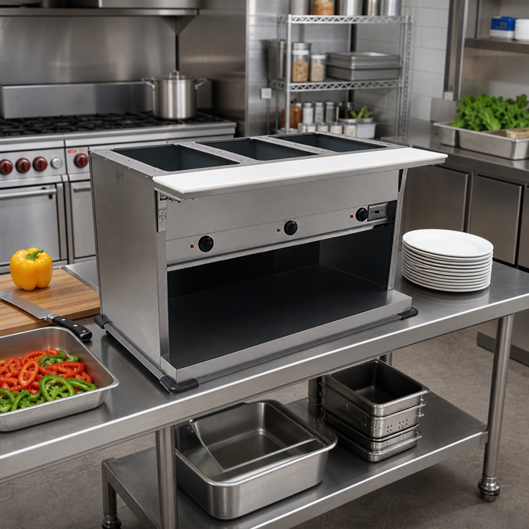 Product image #2 for Spec-Master PHT6OB-240 6-Well Electric Portable Hot Food Table with Cutting Board