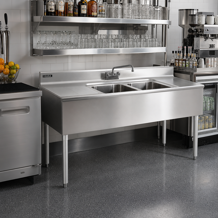 Product image #2 for Eagle Group 2200 Series Two-Compartment Underbar Sink Unit with Left Drainboard