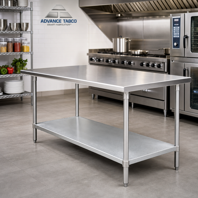 Product image #2 for Advance Tabco 84" x 36" 16-Gauge 304 Stainless Steel Work Table with Galvanized Undershelf