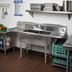 Thumbnail image #2 for BK Resources Two-Compartment Stainless Steel Drainboard Sink with 10-Inch Backsplash
