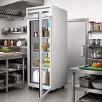 Thumbnail image #2 for Everest Refrigeration ESPT-1G-1S One-Section Pass-Thru Reach-In Refrigerator, Glass Front/Solid Rear Doors, 23 Cu. Ft., Stainless Steel