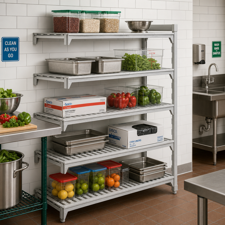 Product image #3 for Cambro Camshelving Premium Stationary 5-Tier Vented Add-On Polymer Shelving Unit, 21 x 72 x 84 Inch, Speckled Gray