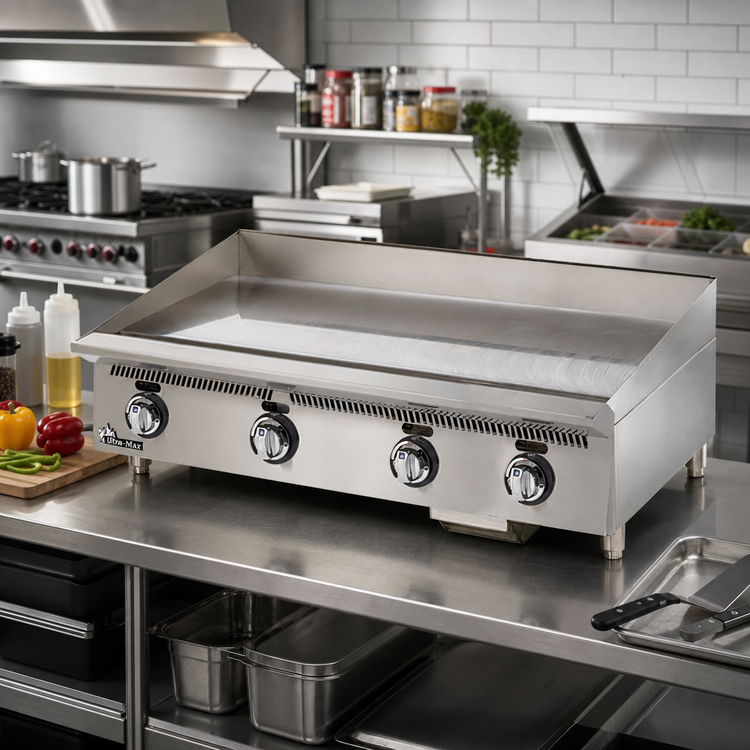 Product image #2 for Ultra-Max 48-Inch Manual Countertop Gas Griddle with Polished Steel Plate