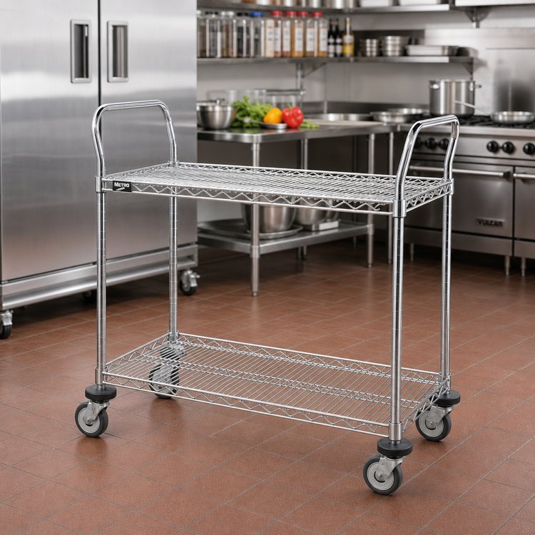 Product image #2 for Metro Super Erecta MW607 2-Shelf Chrome-Plated Utility Bus Cart