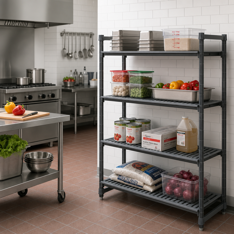 Product image #2 for Cambro Camshelving Basics Plus 4-Tier Vented Polymer Add-On Shelving Unit, 18 x 30 x 72 Inches, Brushed Graphite