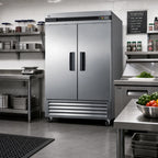Thumbnail image #3 for Summit Commercial SCFF497 Upright Reach-In All-Freezer, 49 Cu. Ft., Two-Section, Stainless Steel, Solid French Doors
