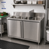 Thumbnail image #2 for BK Resources 4-Compartment Stainless Steel Sink Cabinet with Hinged Doors, 48 x 24 Inches