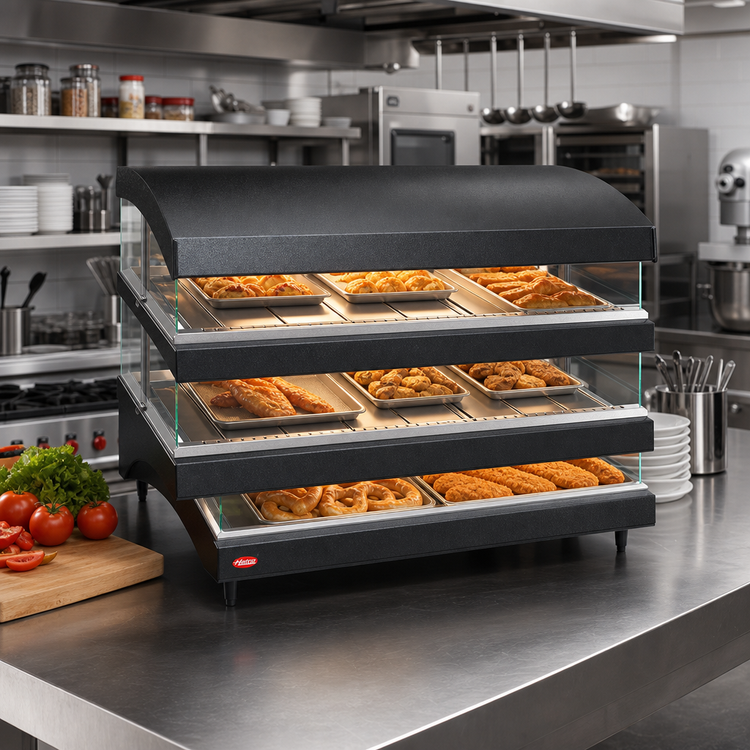 Product image #2 for Hatco Glo-Ray® 33-Inch Triple Shelf Slant Display Heated Glass Merchandiser Warmer