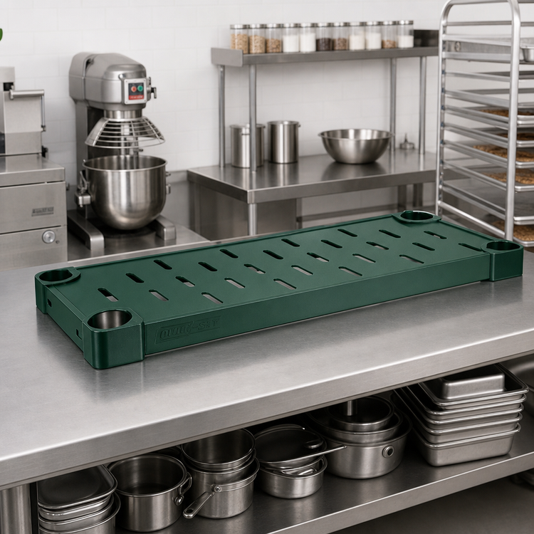Product image #2 for Quik-Set Louvered Solid Shelf, 36 x 18 Inches, 14-Gauge Galvanized Steel, Green Epoxy Finish
