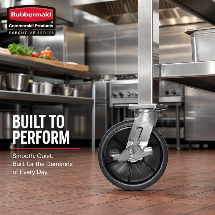 Product image #2 for Rubbermaid Commercial Products Executive Series 8-Inch Swivel Polyurethane Quiet Plate Caster