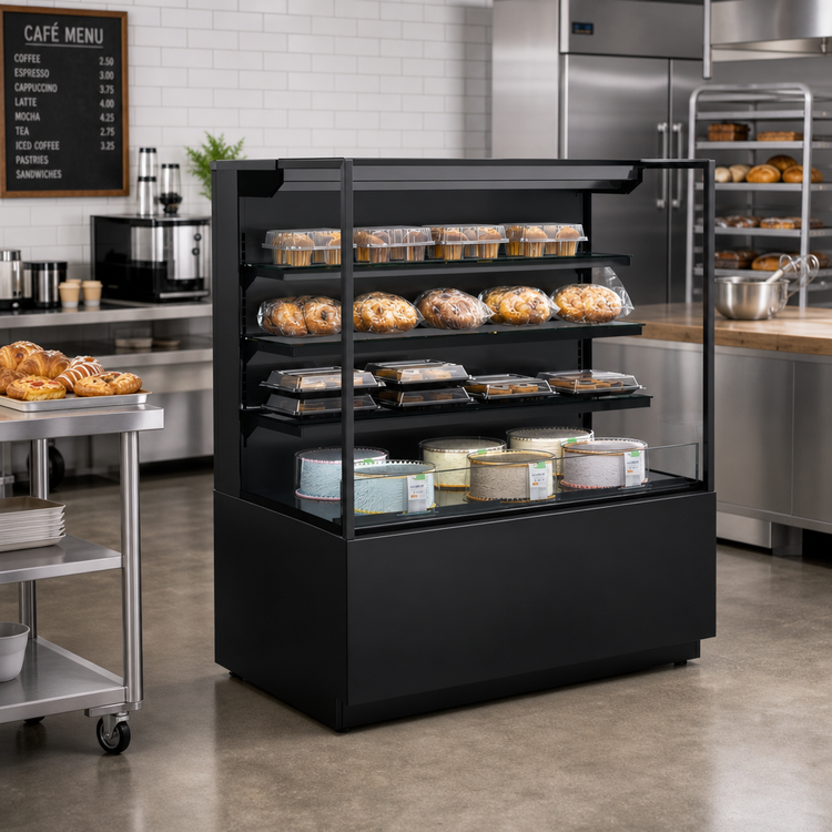 Product image #2 for Reveal® Freestanding Non-Refrigerated Self-Service Pastry Display Case with 3 Adjustable Glass Shelves