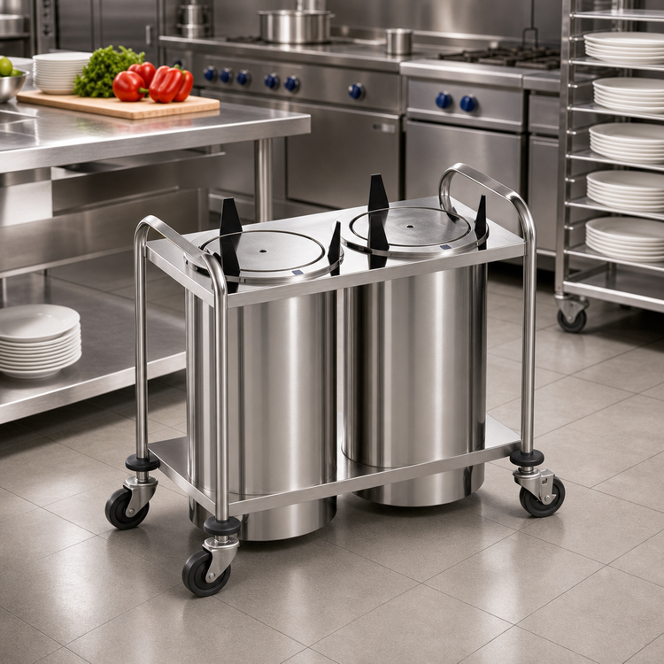 Product image #2 for Atlas Metal MOPD2H-12 Mobile Open Frame Heated Plate Dispenser with Two 12-inch Tubes
