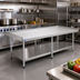 Thumbnail image #2 for 72 Inch x 30 Inch Stainless Steel Equipment Stand with Undershelf, 2 Inch Upturn, 6 Legs, and Adjustable Bullet Feet