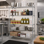 Thumbnail image #2 for Quantum WR54-1472C-5 5-Shelf Chrome Wire Shelving Starter Kit, 72"W x 14"D x 54"H, Stationary Freestanding