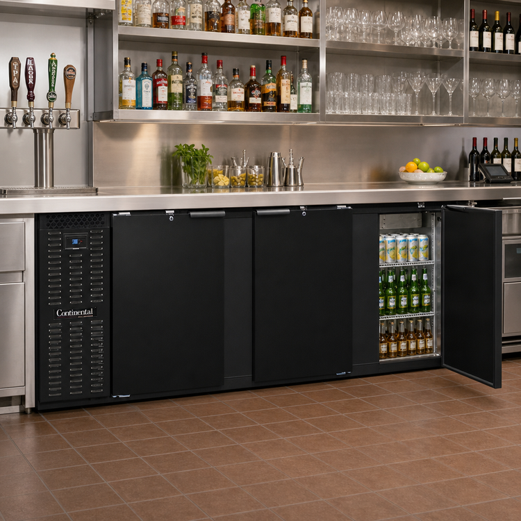 Product image #2 for Continental Refrigerator BB90SNPT 90" Shallow Depth Pass-Thru Back Bar Cooler with 6 Solid Doors