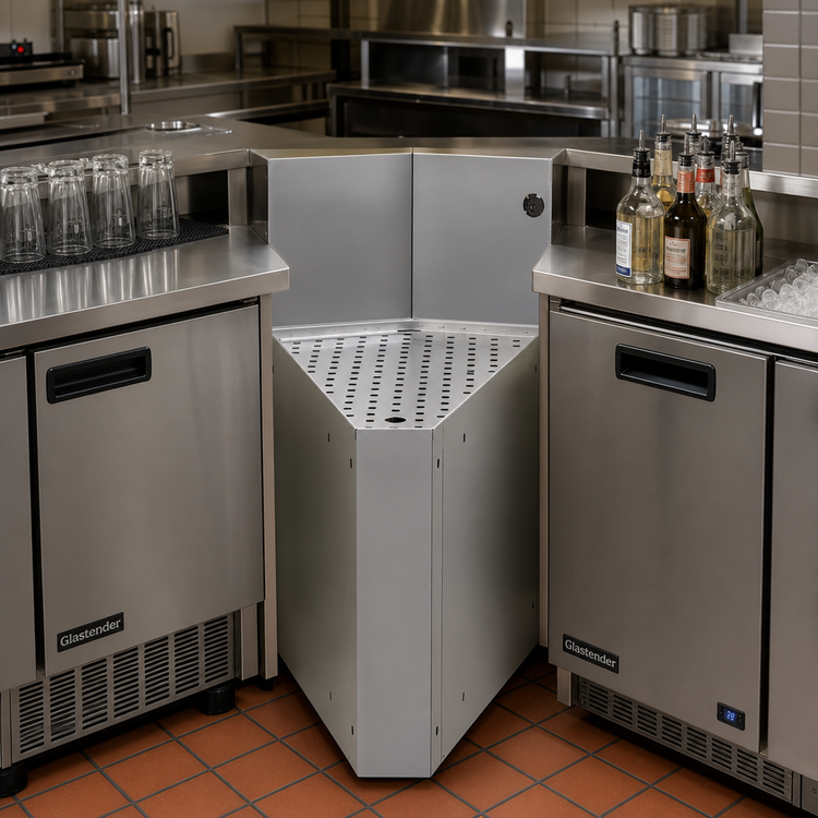 Product image #2 for Glastender CIWA-30 Underbar Inside Wedge Corner Drainboard, 30-Degree Angle, 19-Inch Deep, No Legs