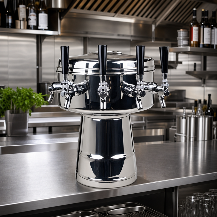 Product image #2 for Micro Matic Mushroom 5-Faucet Countertop Glycol-Cooled Draft Beer Tower, Polished Stainless Steel