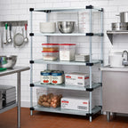 Thumbnail image #2 for Quantum WR54-1842SG Stationary Solid Shelving Starter Kit, 42"W x 18"D x 54"H, 4 Shelves, Galvanized Steel with Chrome Posts