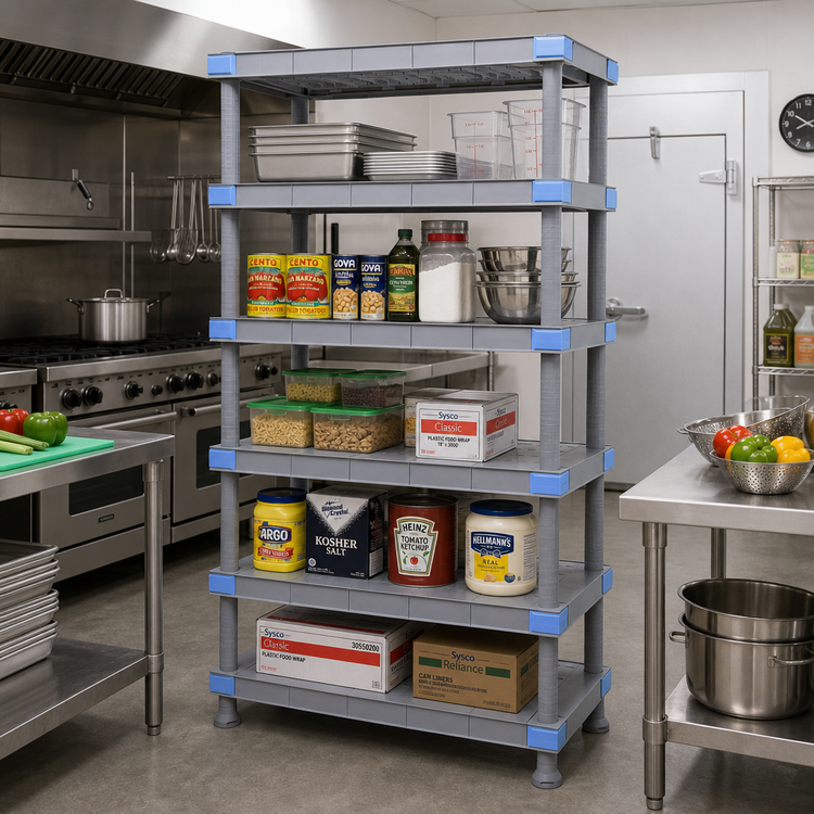 Product image #2 for Quantum Millenia 60"W x 24"D x 50"H Polymer Shelving Unit with 5 Solid Shelves and Dunnage Stand