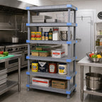 Thumbnail image #2 for Quantum QP246050SS-5 Polymer Shelving Unit, 60"W x 24"D x 50"H, 5 Solid Shelves, Dunnage Stand, 2,000-lb. Capacity, Gray