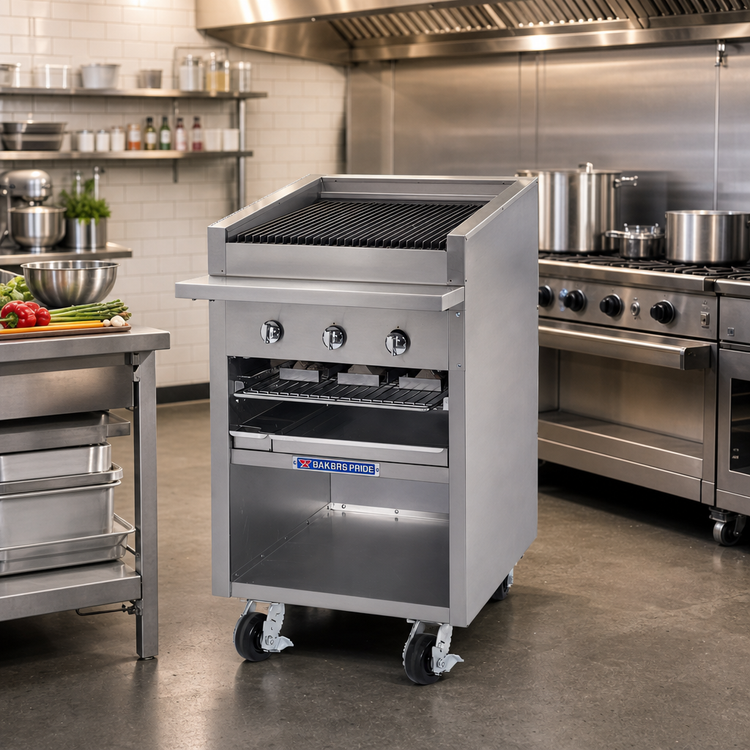 Product image #2 for Bakers Pride Dante Series F-24RS 24-Inch Gas Radiant Charbroiler, Floor Model with Open Cabinet Base