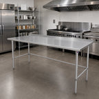 Thumbnail image #2 for John Boos Stallion ST6R1.5-3684SBW 84 x 36 Inch Stainless Steel Work Table, 16-Gauge 300 Series Top, Open Base, 1-1/2-Inch Rear Up-Turn