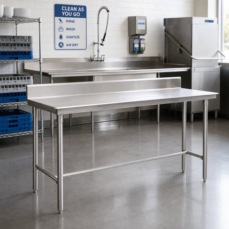 Product image #2 for Eagle Group Straight Clean Dish Table, Left-to-Right Operation, 108 x 30 x 43-1/2 Inches, 16/430 Stainless Steel Top