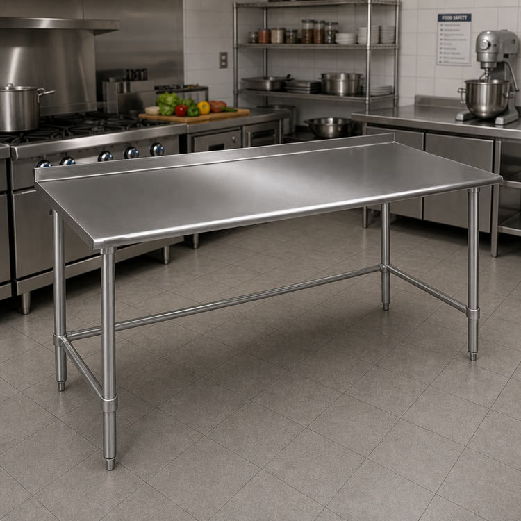 Product image #2 for Eagle Budget Series 60 Inch x 24 Inch 430 Stainless Steel Work Table with 1-1/2 Inch Rear Up-Turn