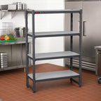 Thumbnail image #2 for Cambro Camshelving® Basics Plus CBSK1836S5580 Stationary 5-Shelf Solid Polymer Shelving Kit, 18"D x 36"W, Brushed Graphite
