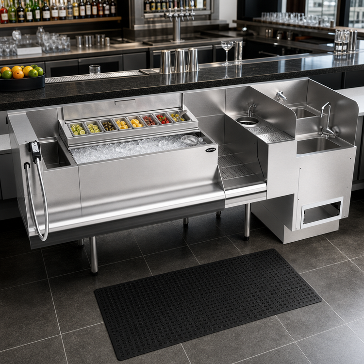 Product image #2 for Krowne Taffer Command Station 80-Inch Underbar Bar Ice Bin with Cold Plate and Dual Hybrid Sink