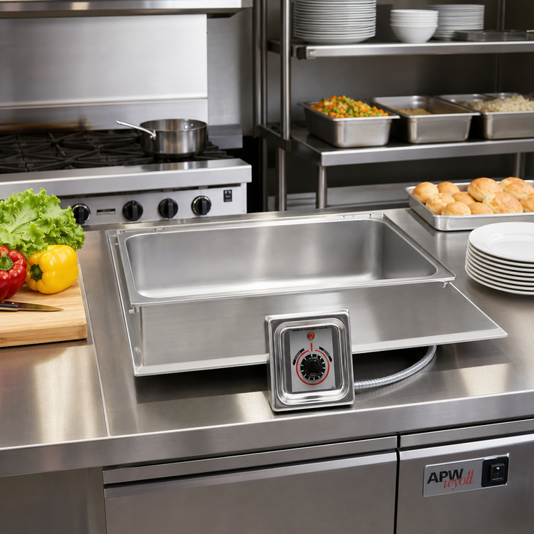 Product image #2 for APW Wyott TM-12LS Drop-In Electric Hot Well, 1/2-Size Long Pan, Wet or Dry, No Drain